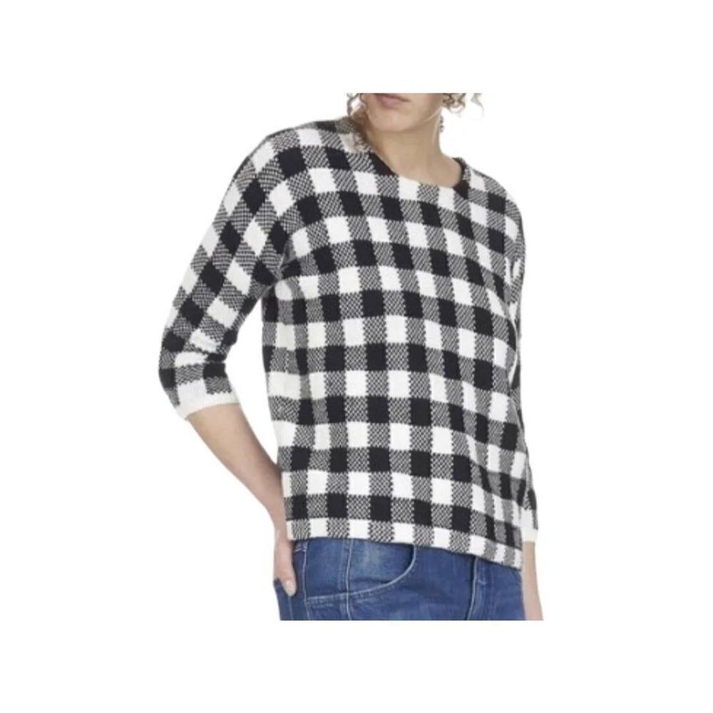 Maje Gingham Check Black White Plaid Max Sweater Size 1